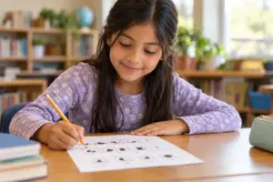 Student exploring a reasoning puzzle