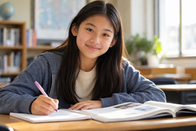 Grade 7 learner enjoying study time