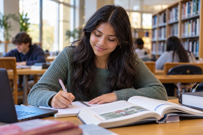 Grades 9–12 learner enjoying study time